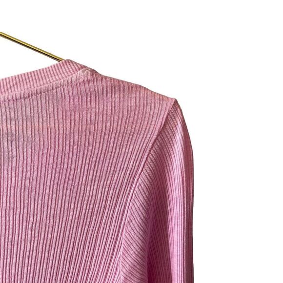 Sundry Womens Ribbed Thermal Henley Top Pink Dip Dye Long Sleeve Shirt NEW - Picture 7 of 10